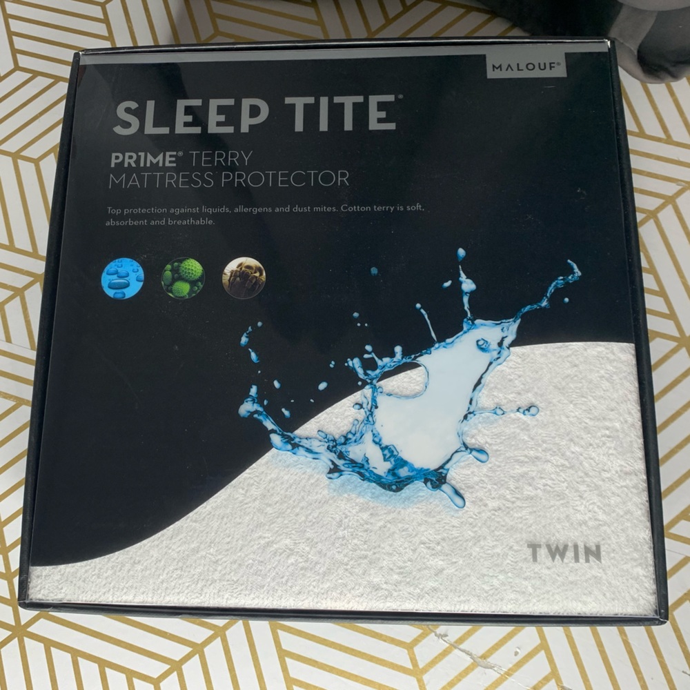 Malouf Sleep Tite Prime Terry Smooth Cotton Mattress Protector Twin Size